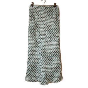 NWT Abercrombie & Fitch Green Crinkle Geometric Maxi Skirt XSP Boho Festival